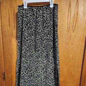 Vintage Blue Maxi Skirt in Black and Gold all over floral.